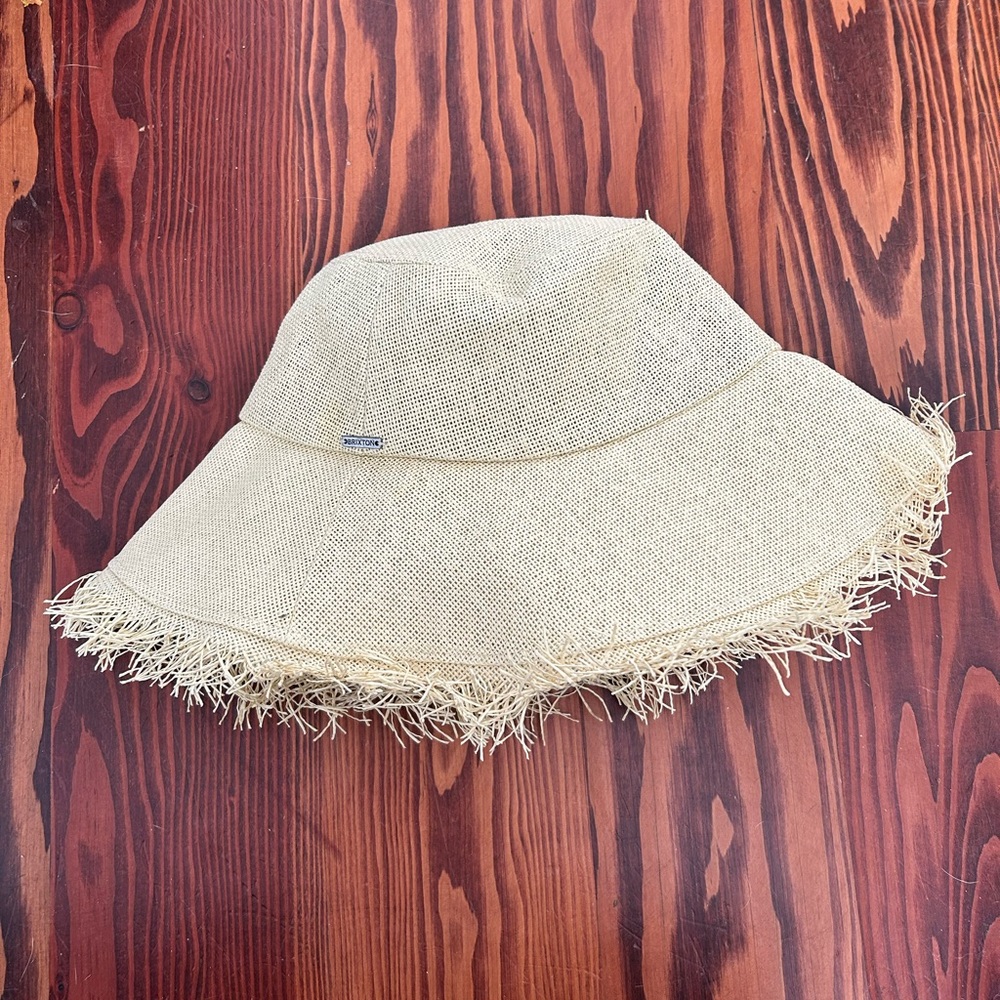 Brixton Packable Beige Fringe Brim Hat
